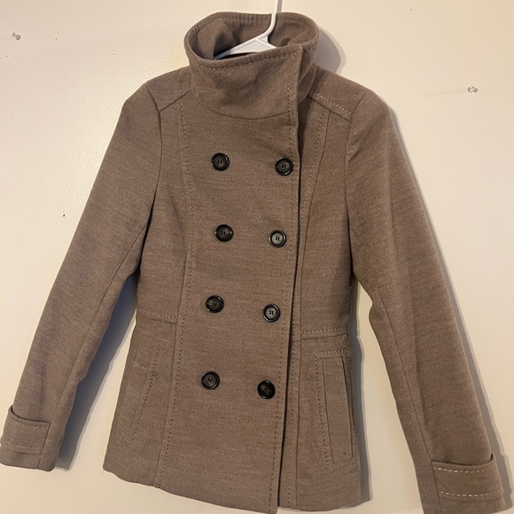 H&M Tan/Beige/Brown Double Breasted Jacket pea coat trench coat - Picture 2 of 5
